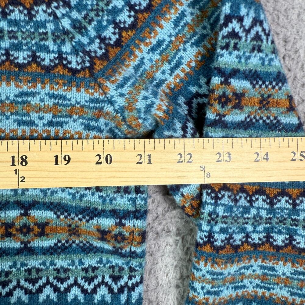 J. Crew Fair Isle Lambswool Sweater Mens M Blue Crew Neck Long Sleeve Pullover - Picture 7 of 8